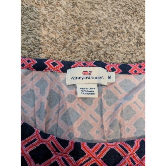 Vineyard Vines Dress Pink Blue Medium 3/4 Sleeve Knee Length. - Picture 3 of 5